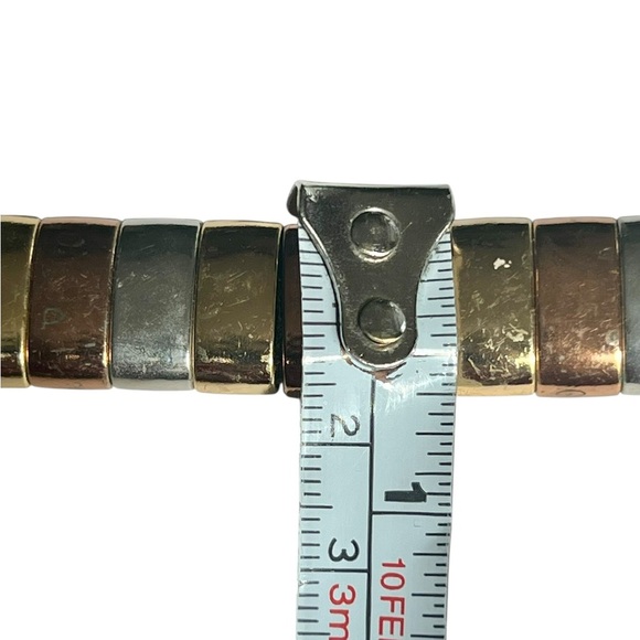 Vintage Morris Moskowitz Thin Gold Silver Copper Metallic Belt 80s Glam